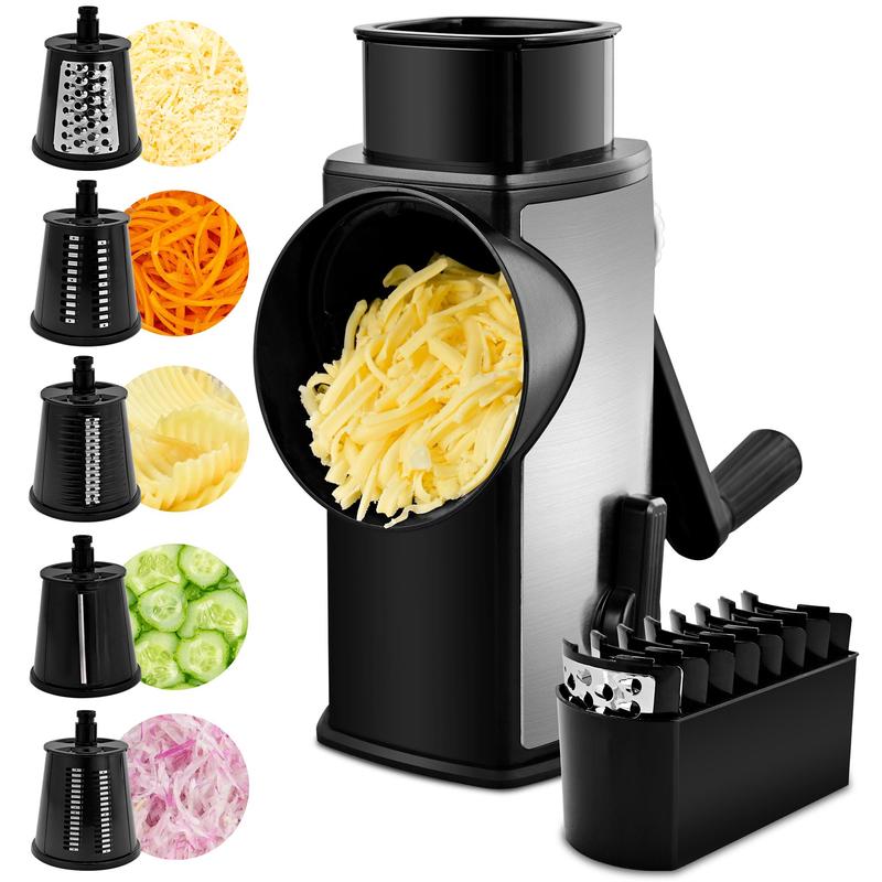 Rotary Grater Five Stainless Steel Blades Suction Cup