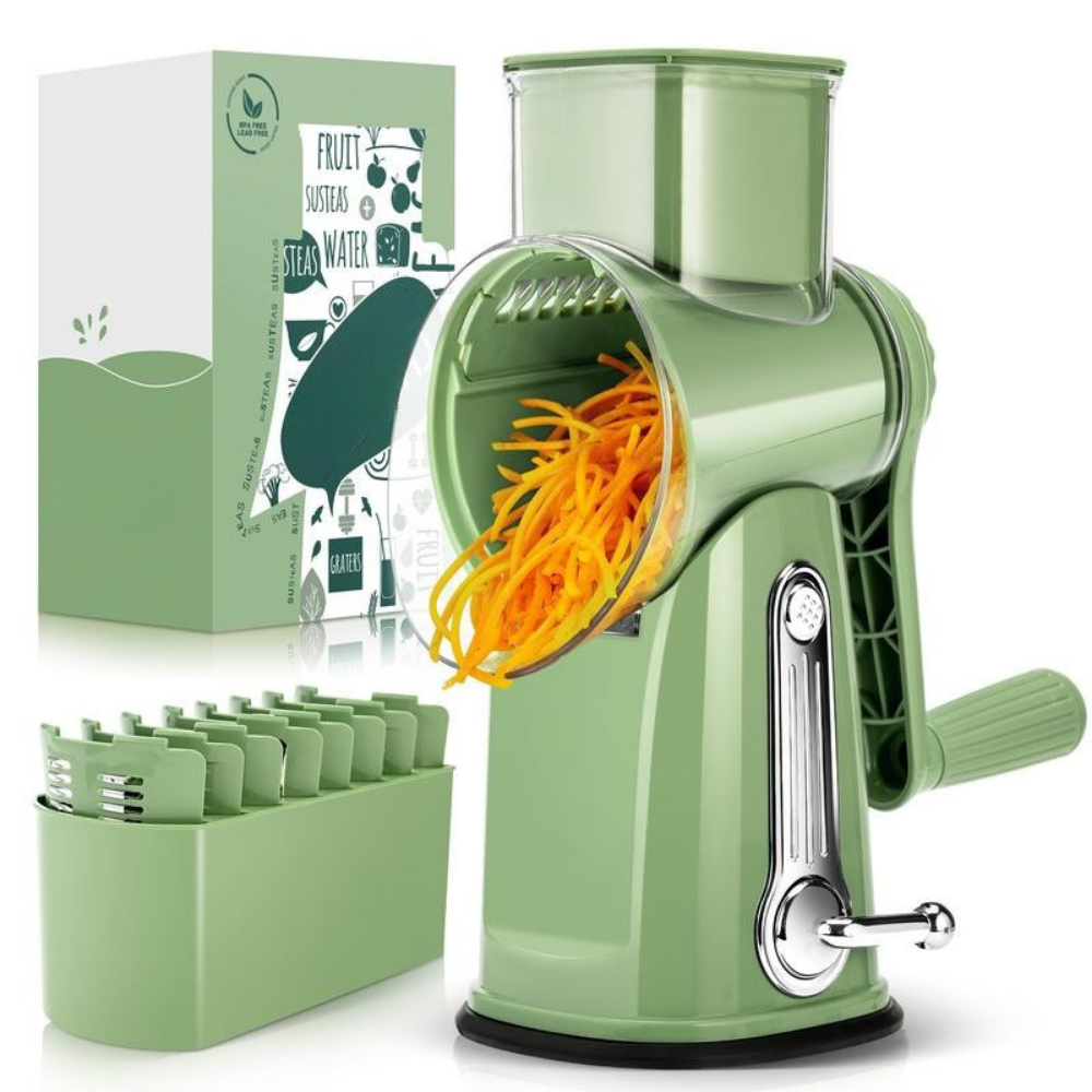 Rotary Grater Five Stainless Steel Blades Suction Cup