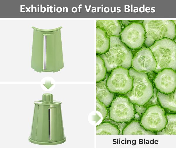 Rotary Grater Five Stainless Steel Blades Suction Cup