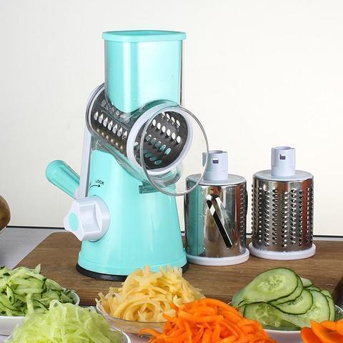 Rotary Vegetable Slicer 3 Stainless Steel Drums Suction Cup