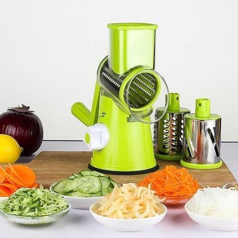 Rotary Vegetable Slicer 3 Stainless Steel Drums Suction Cup