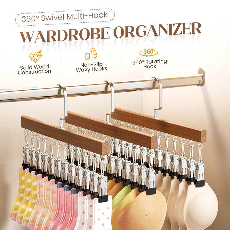 Rotating Hanger Solid Wood 360 Degree Rotation Non-Slip Clips