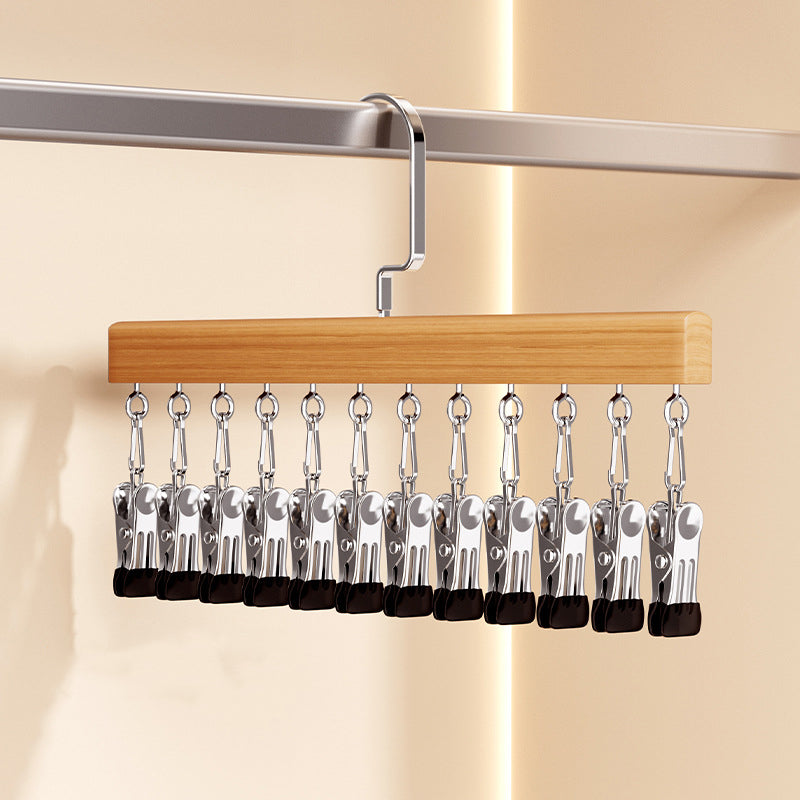Rotating Hanger Solid Wood 360 Degree Rotation Non-Slip Clips