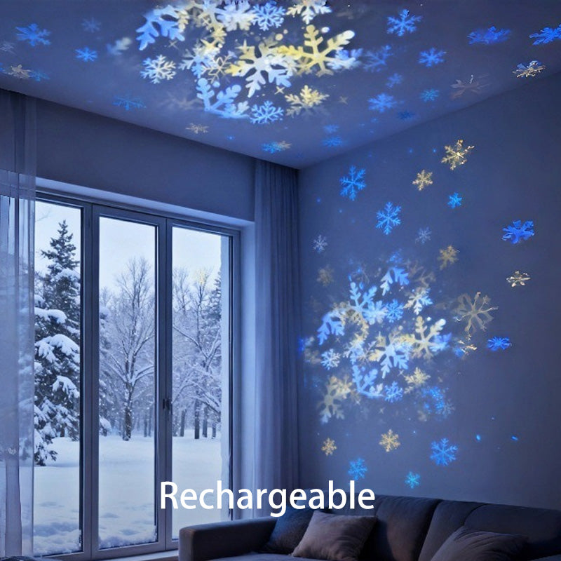 Rotating LED Projector Ocean Snowflake Christmas Rechargeable USB