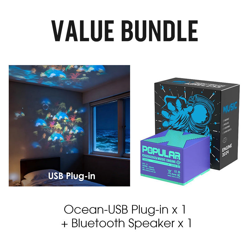 Rotating LED Projector Ocean Snowflake Christmas Rechargeable USB