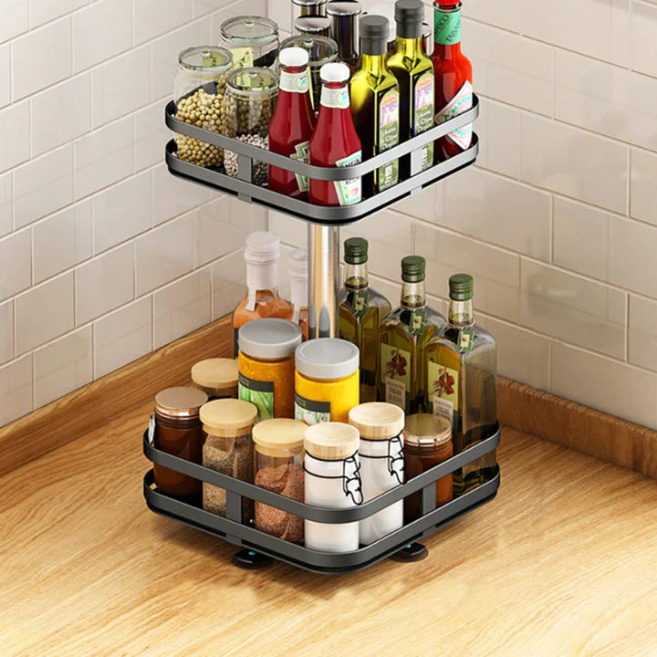 Rotating Spice Rack 360° Rotation Adjustable Tiers
