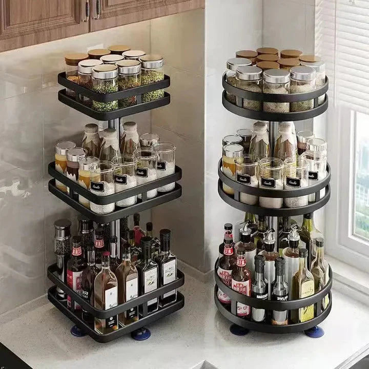 Rotating Spice Rack 360° Rotation Adjustable Tiers