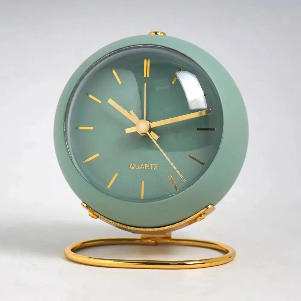Round Alarm Clock Silent Quartz & Luminous Hands Compact