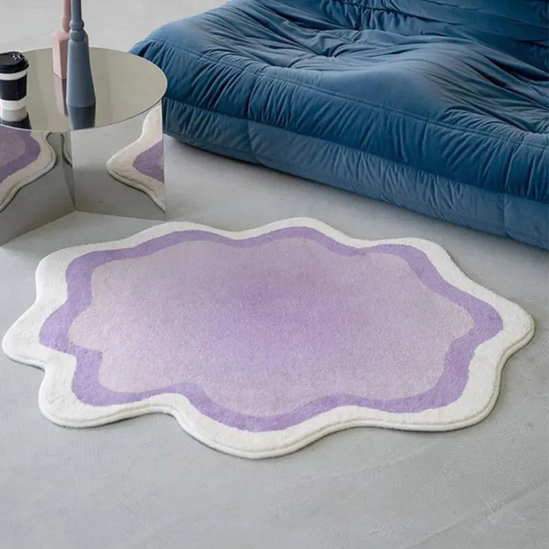 Rug Pastel Cloud Design Polyester Non-Slip Backing