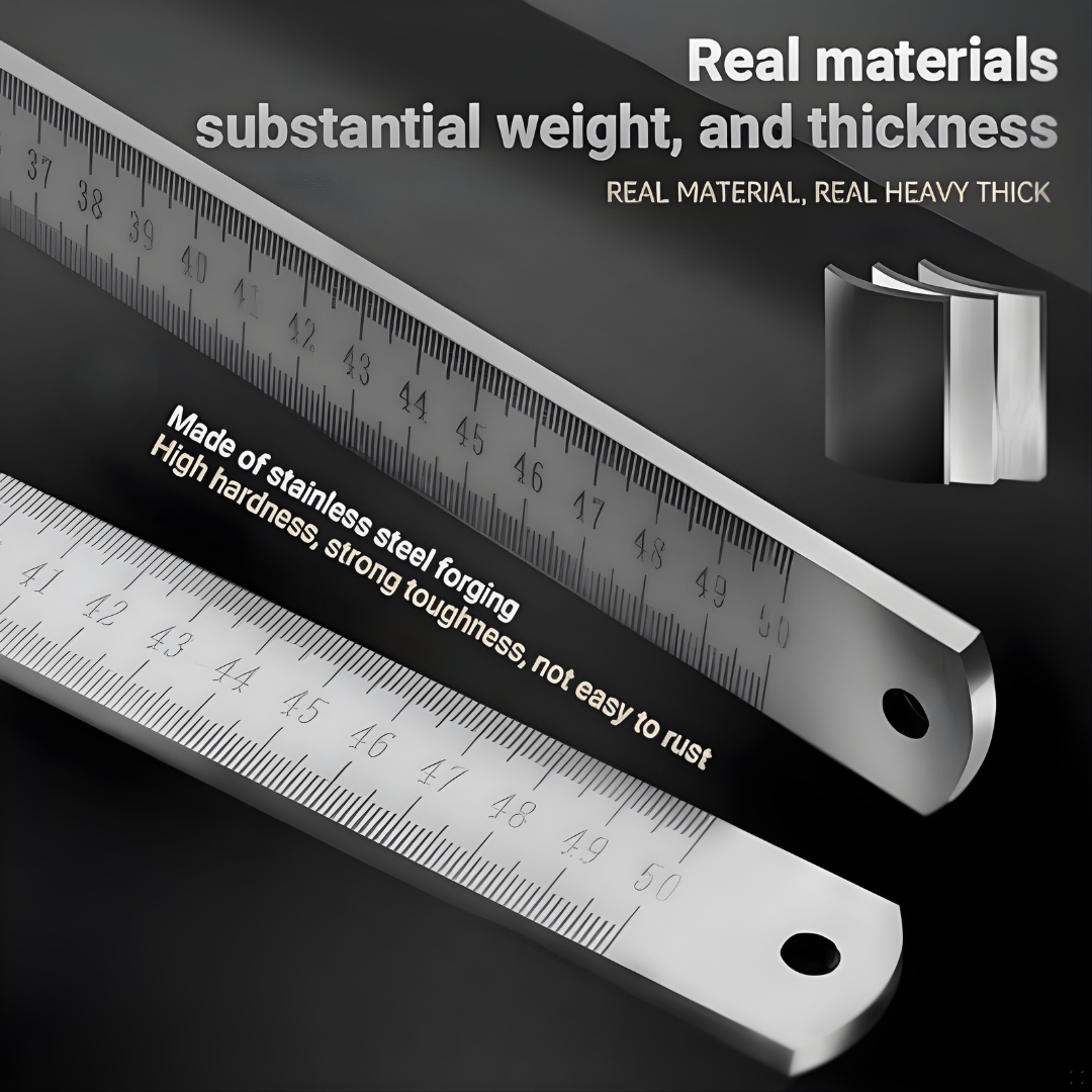 Ruler Stainless Steel Laser-Engraved Metric & Imperial 50 cm