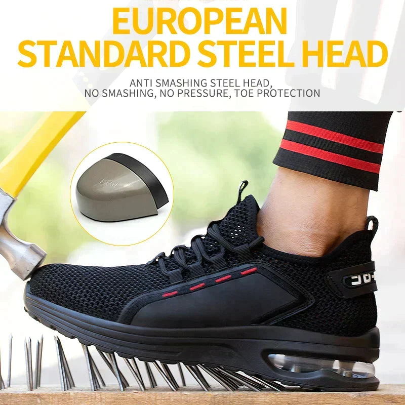 Safety Shoes Steel Toe Breathable Mesh Slip-Resistant