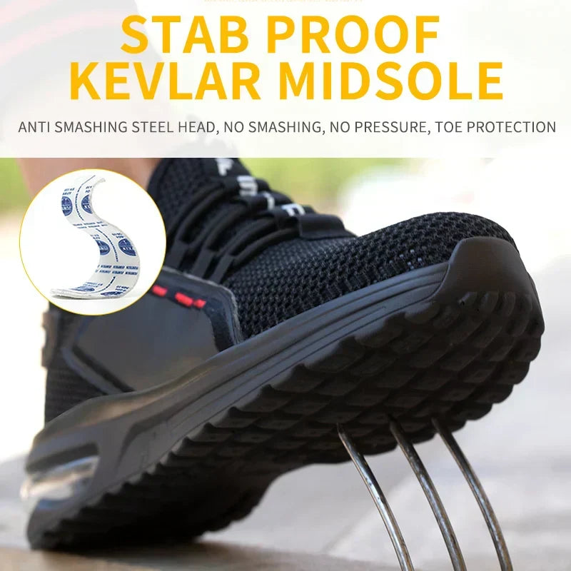 Safety Shoes Steel Toe Breathable Mesh Slip-Resistant