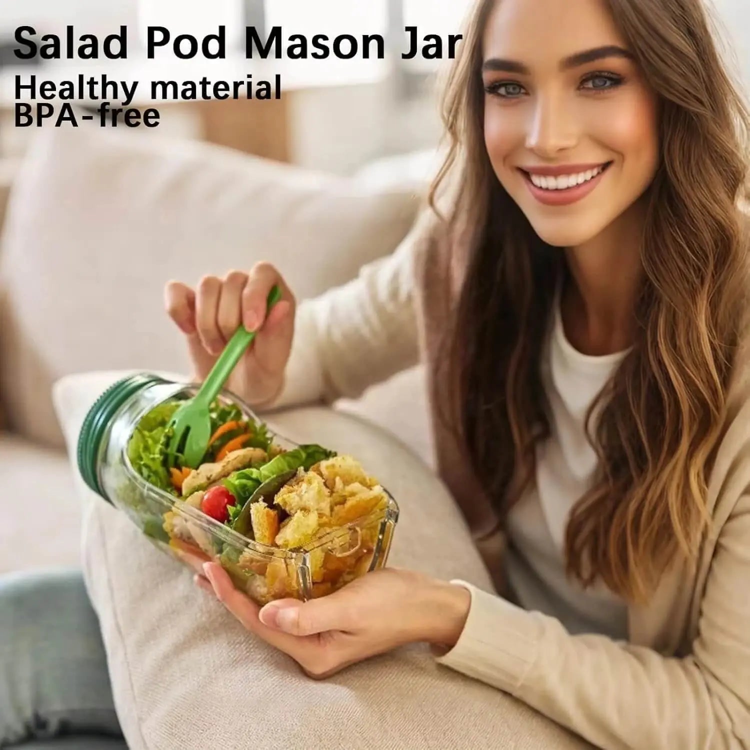 Salad Container Leak-Proof Screw Lid BPA-Free