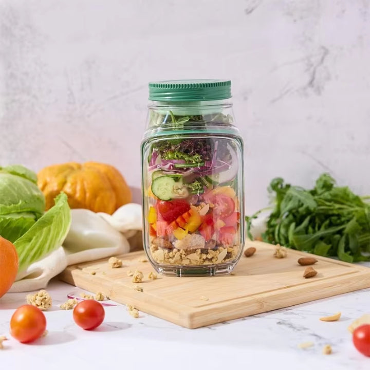 Salad Container Separate Compartments & Secure Lid