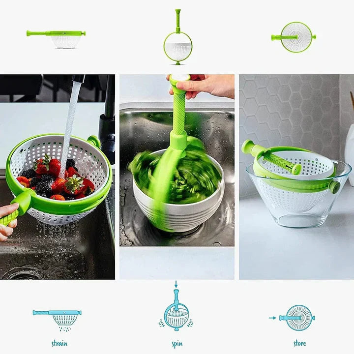 Salad Spinner Easy-Spin Handle & Quick-Dry Basket 21.5 cm
