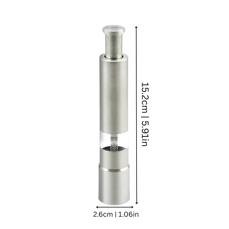 Salt & Pepper Grinder One-Handed Press Stainless Steel 2-Pack