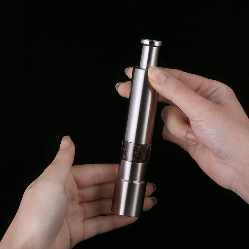 Salt & Pepper Mill One-Handed Push Stainless Steel