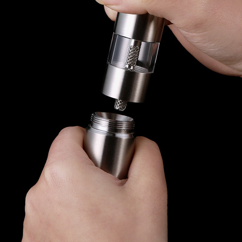 Salt & Pepper Mill One-Handed Push Stainless Steel