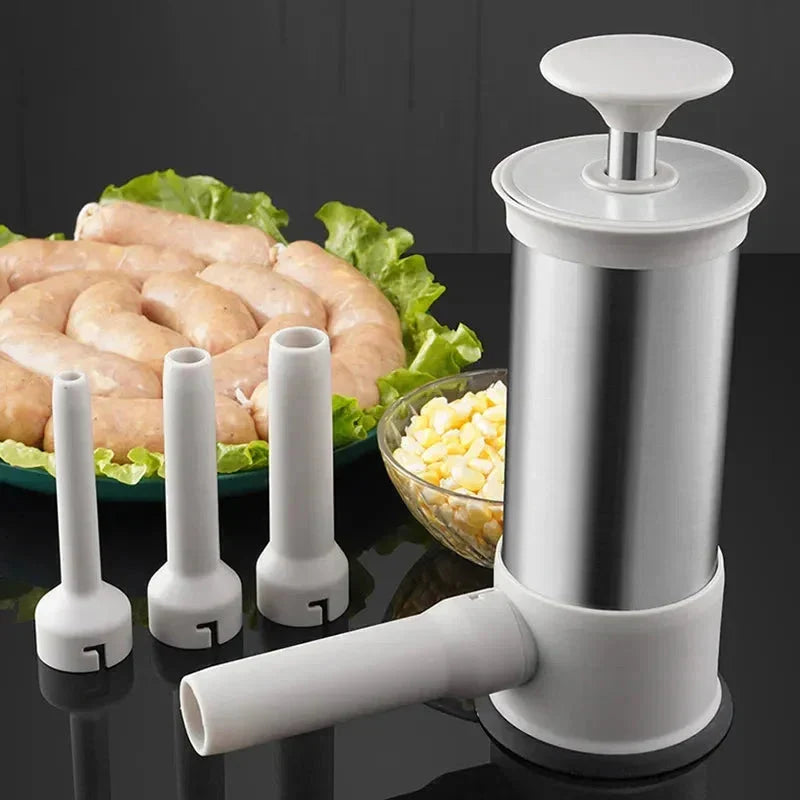 Sausage Stuffer Manual Lever Stainless Steel 4 Nozzles