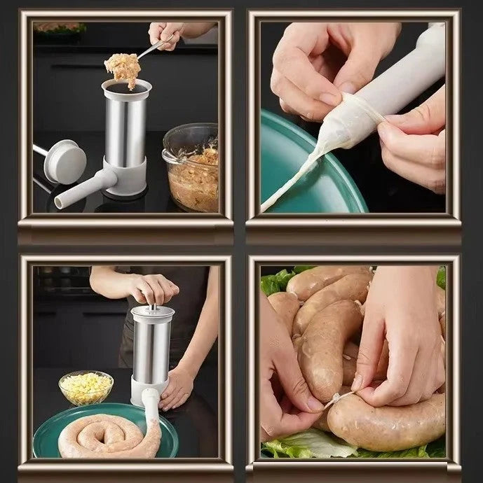 Sausage Stuffer Manual Lever Stainless Steel 4 Nozzles