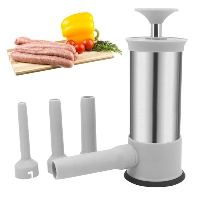 Sausage Stuffer Manual Lever Stainless Steel 4 Nozzles