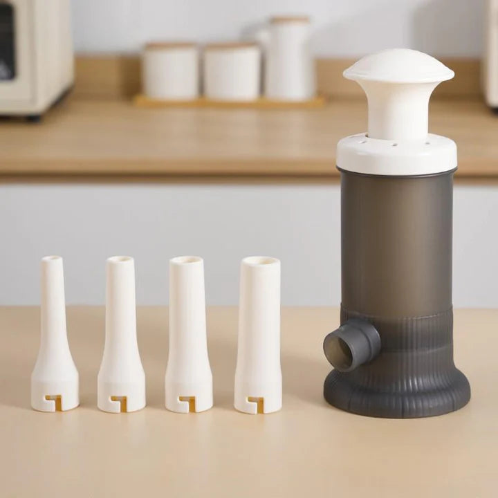 Sausage Stuffer Manual Piston Action Food-Safe Polypropylene Four Nozzles