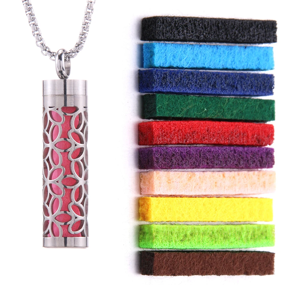 Scent Pendant Necklace Hypoallergenic Stainless Steel Interchangeable Washable Pads