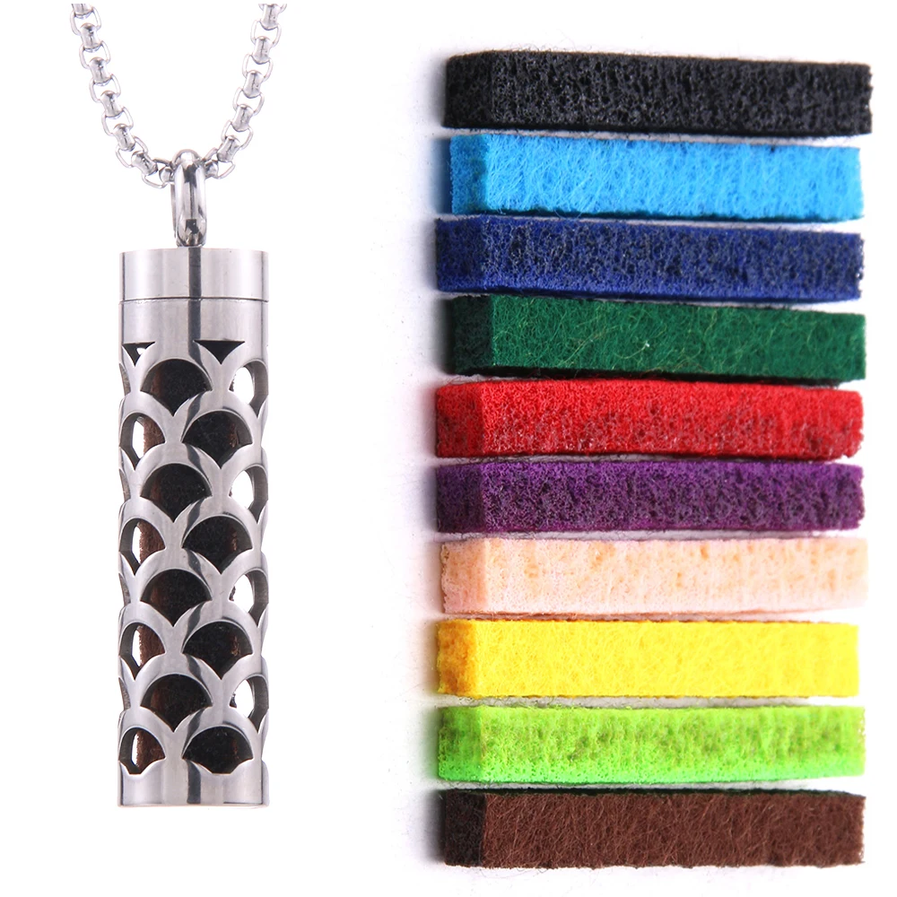 Scent Pendant Necklace Hypoallergenic Stainless Steel Interchangeable Washable Pads