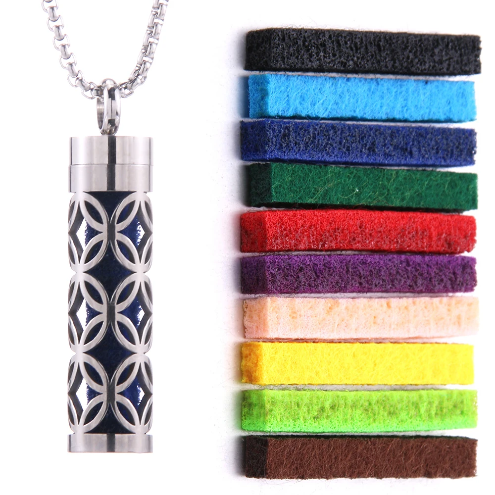 Scent Pendant Necklace Hypoallergenic Stainless Steel Interchangeable Washable Pads