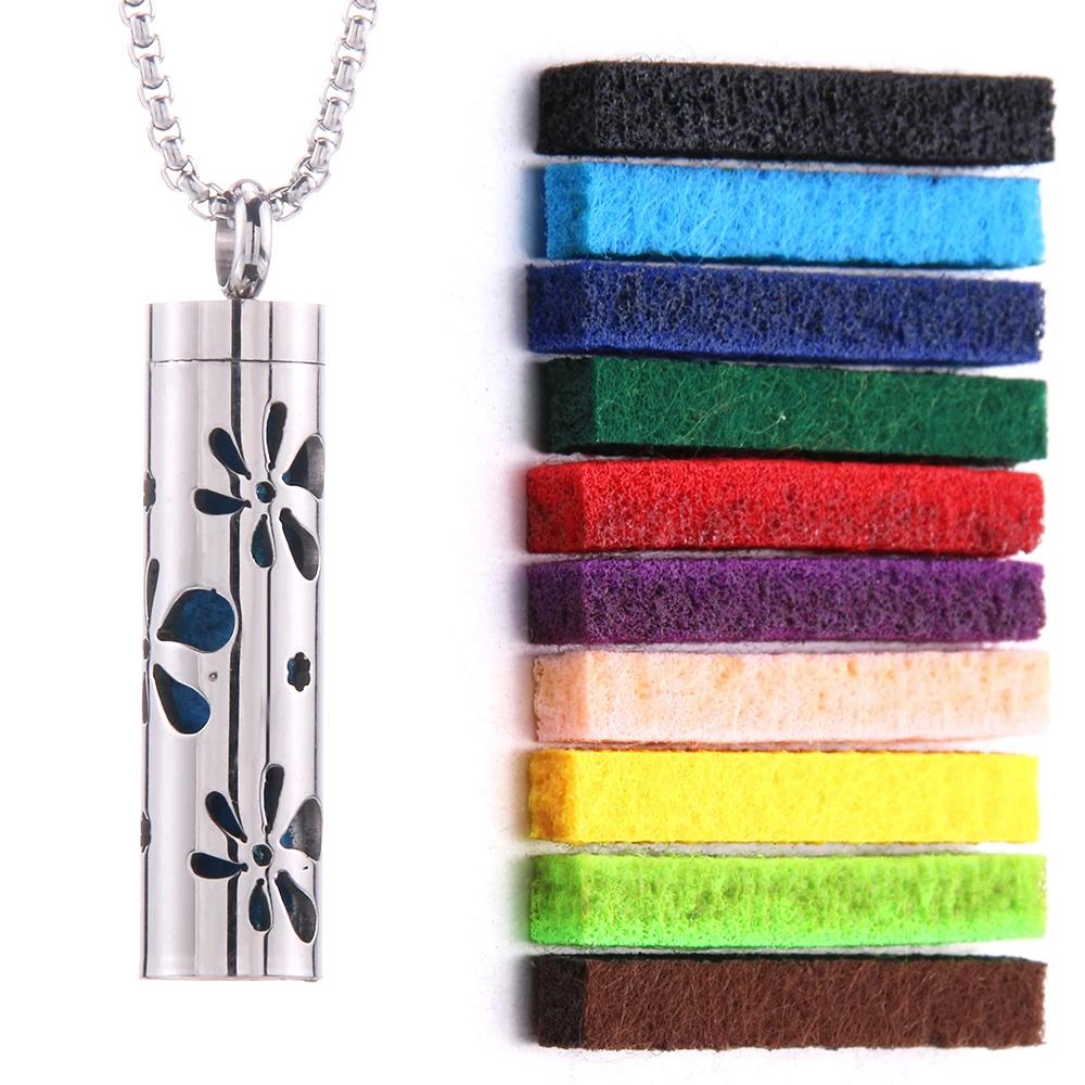 Scent Pendant Necklace Hypoallergenic Stainless Steel Interchangeable Washable Pads