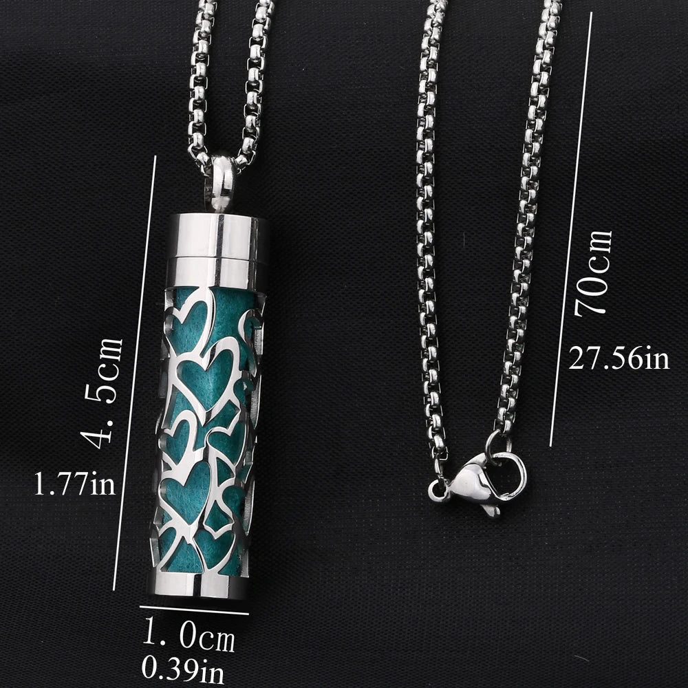 Scent Pendant Necklace Hypoallergenic Stainless Steel Interchangeable Washable Pads