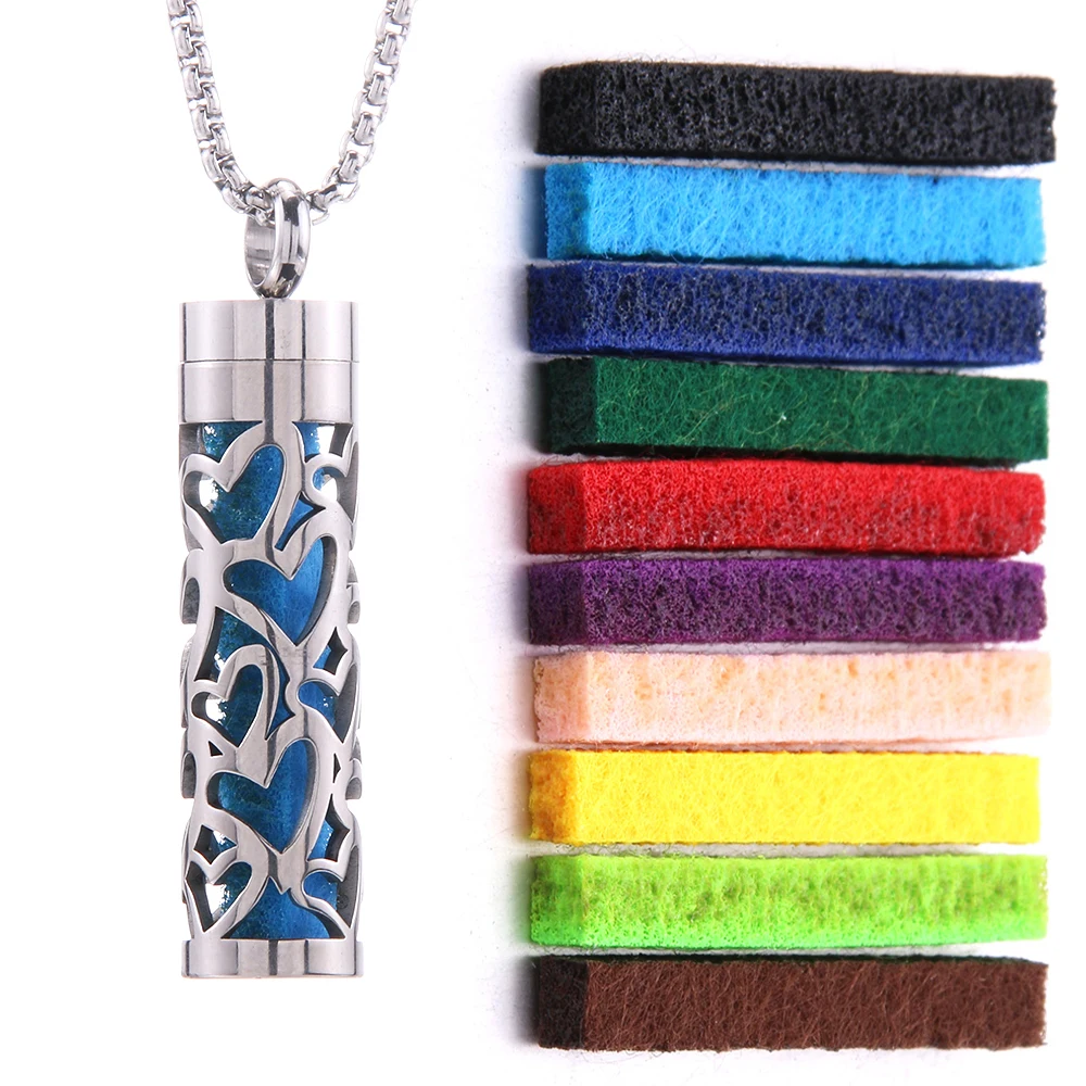 Scent Pendant Necklace Hypoallergenic Stainless Steel Interchangeable Washable Pads