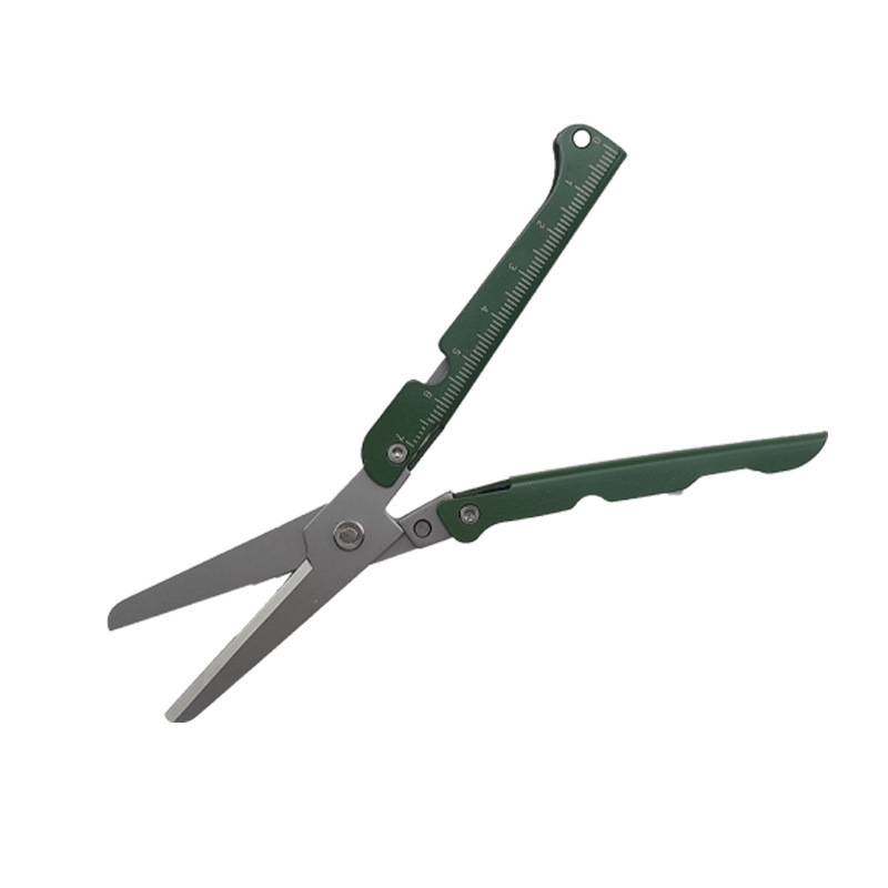 Scissors Foldable Stainless Steel Integrated Ruler & Lever Tip