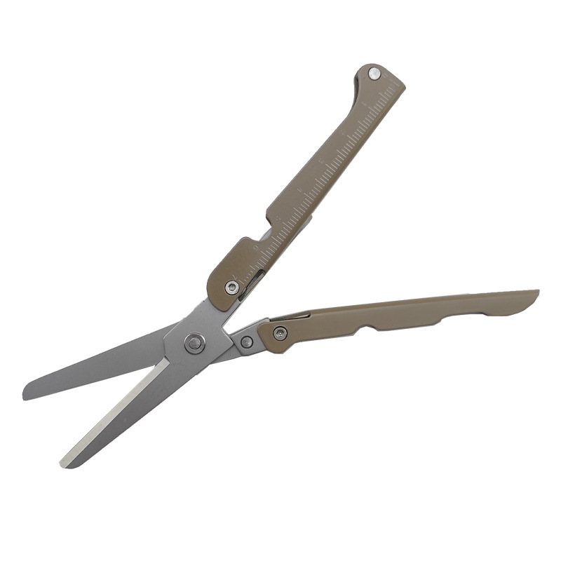 Scissors Foldable Stainless Steel Integrated Ruler & Lever Tip