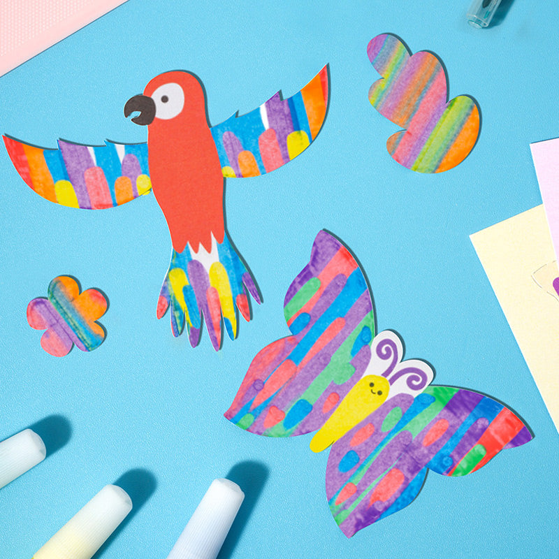 Scratch Art Kit Rainbow Color-Reveal Cartoon Templates Includes Scraper