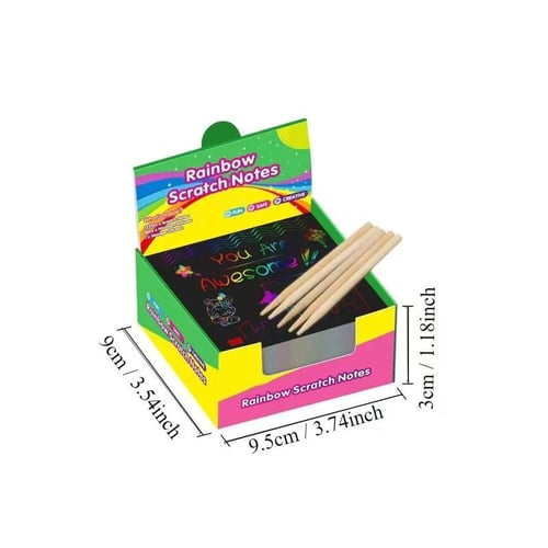 Scratch Art Set 100-Piece Rainbow Color Reveal Wooden Styluses