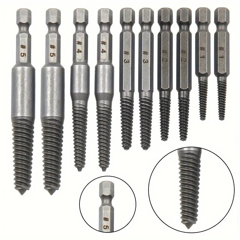 Screw Extractor Set Hardened Steel 10-Piece