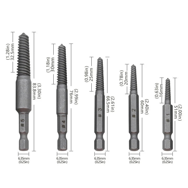 Screw Extractor Set Hardened Steel 10-Piece