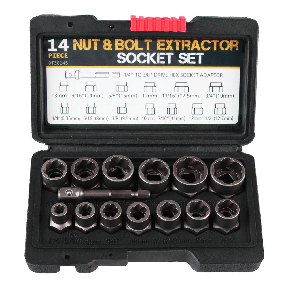 Screw Extractor Set Left-Turning Spiral 14-Piece With Case