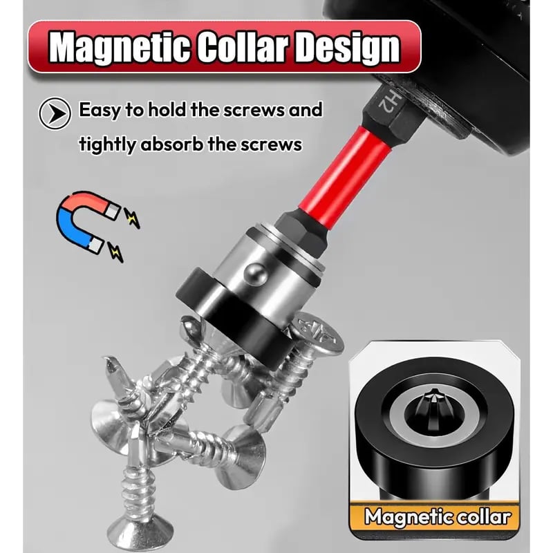 Screwdriver Bit Set Magnetic Collar & Adjustable Depth Stop