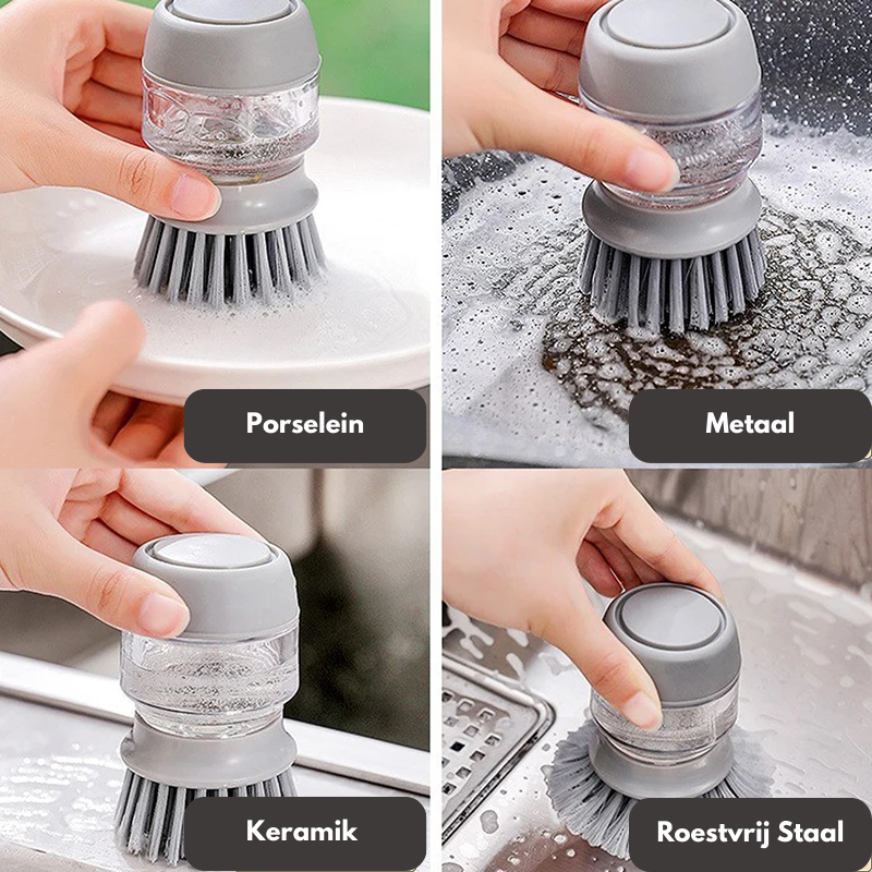 Scrub Brush Built-In Soap Dispenser Leak-Proof Nylon Bristles