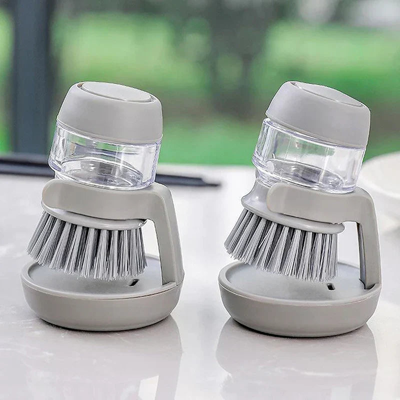 Scrub Brush Built-In Soap Dispenser Leak-Proof Nylon Bristles