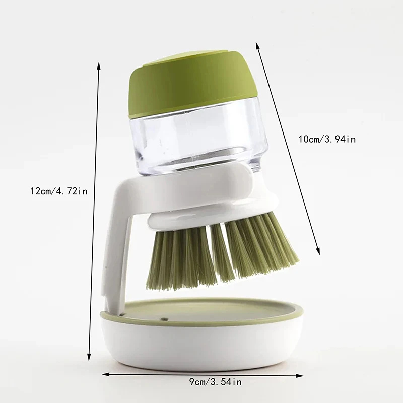 Scrub Brush Built-In Soap Dispenser Leak-Proof Nylon Bristles