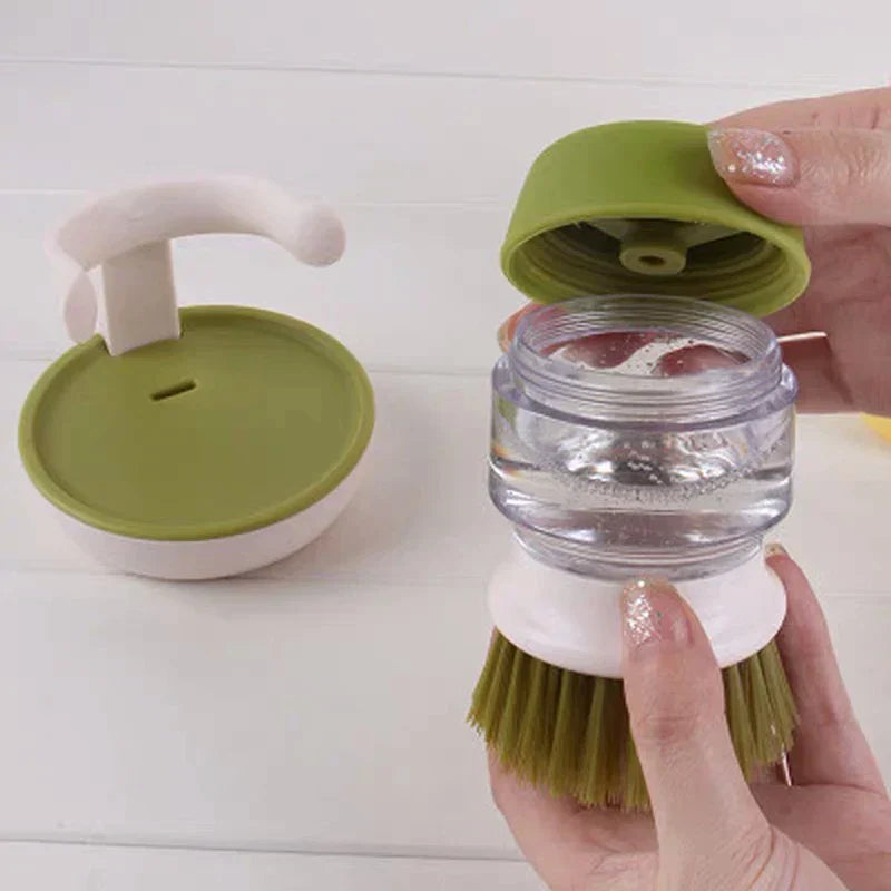 Scrub Brush Built-In Soap Dispenser Leak-Proof Nylon Bristles