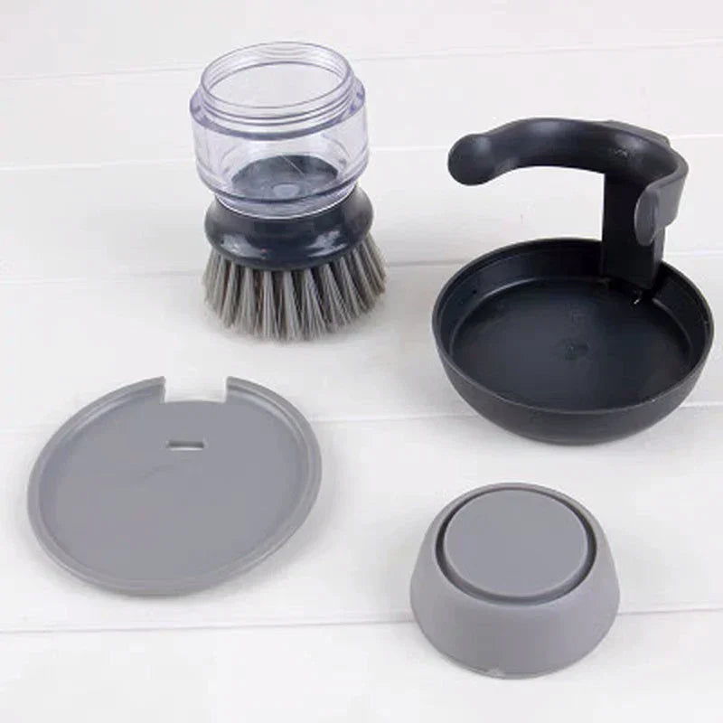 Scrub Brush Built-In Soap Dispenser Leak-Proof Nylon Bristles