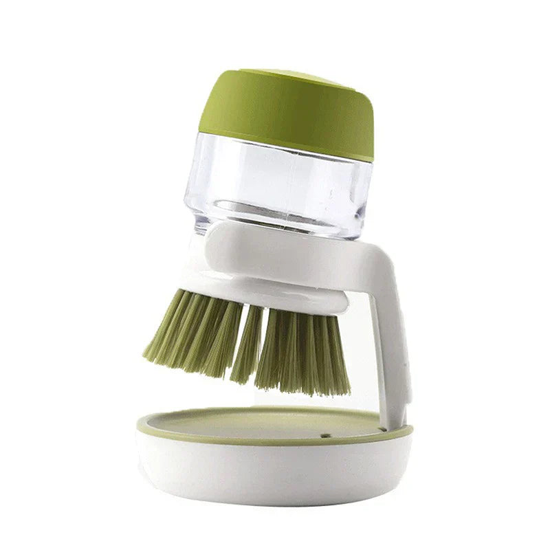 Scrub Brush Built-In Soap Dispenser Leak-Proof Nylon Bristles