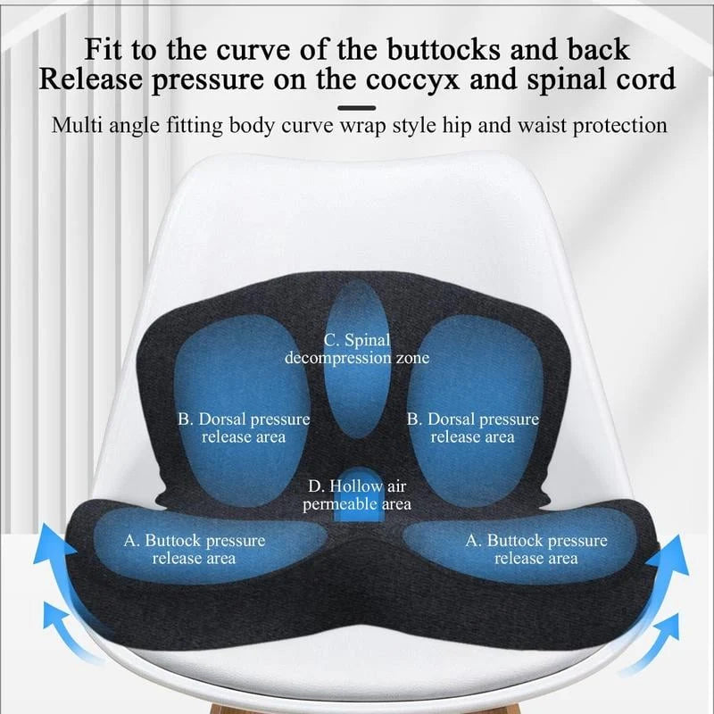 Seat Cushion Memory Foam Ergonomic Cutout Non-Slip