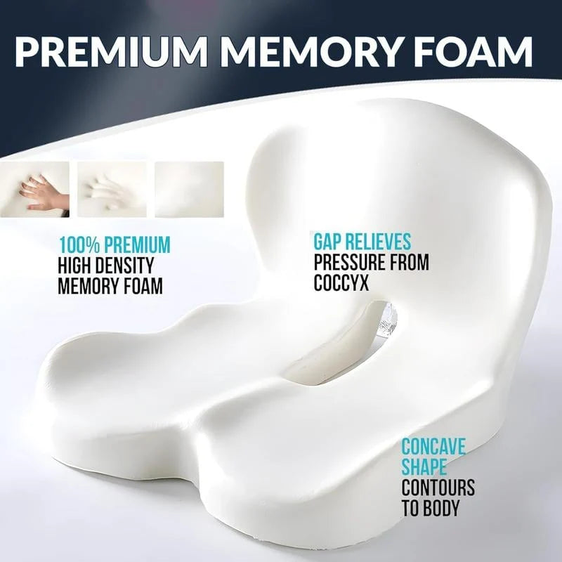 Seat Cushion Memory Foam Ergonomic Cutout Non-Slip