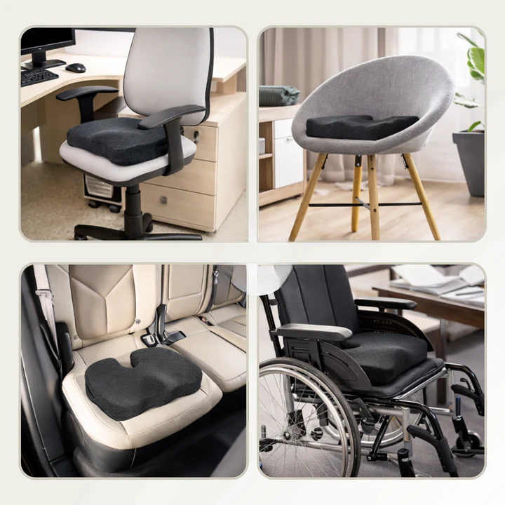 Seat Cushion Memory Foam Ergonomic Cutout & Non-Slip Base