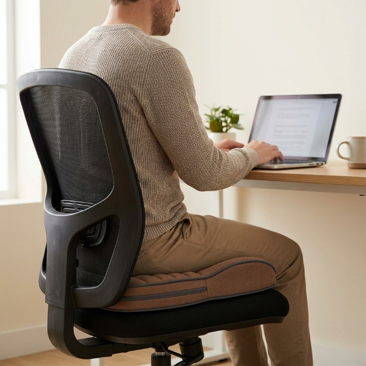 Seat Cushion Memory Foam Ergonomic Pressure Relief Breathable Cover